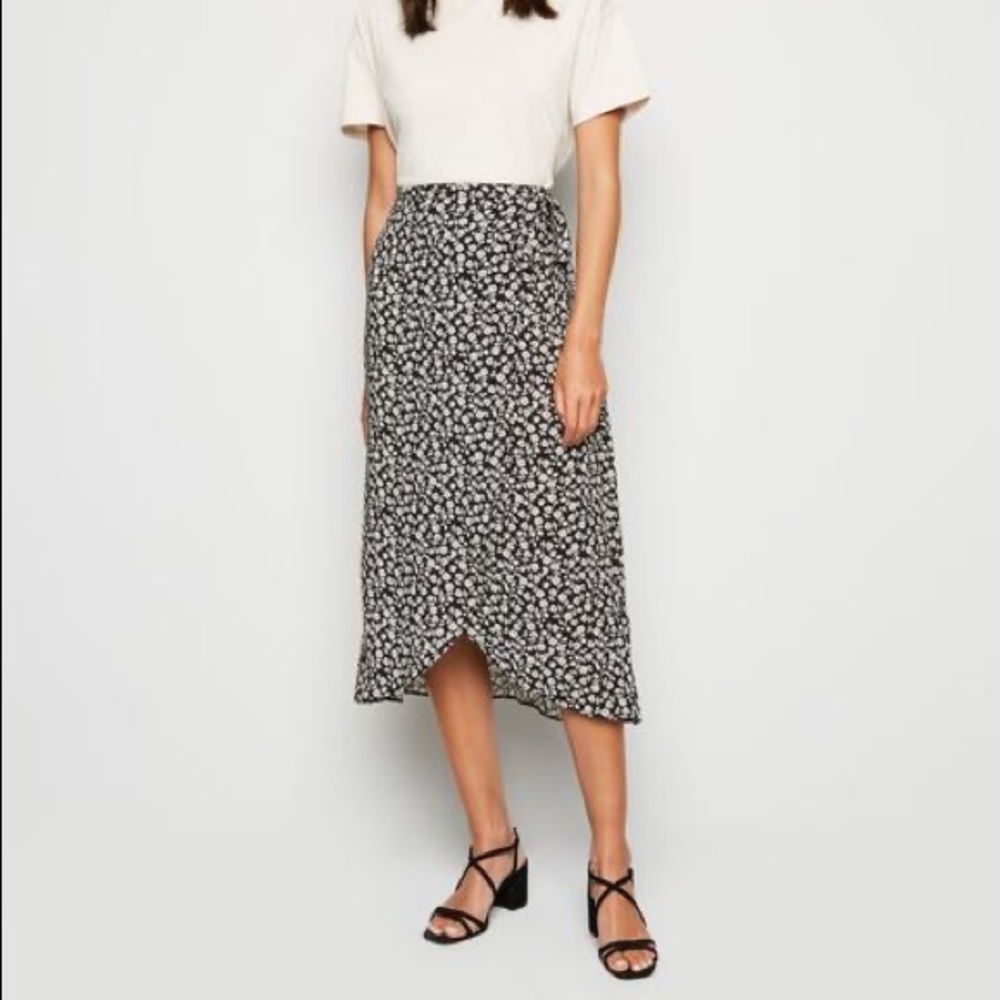 Floral Wrap Midi Skirt